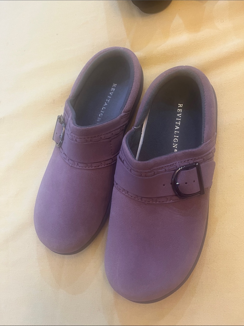 REVITALIGN women’s Purple Slip-On Buckle Clog Shoes